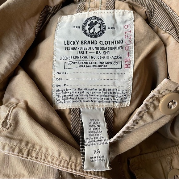 Lucky Brand Jacket  XS Utility Khaki Safari Pockets Button - Picture 3 of 8